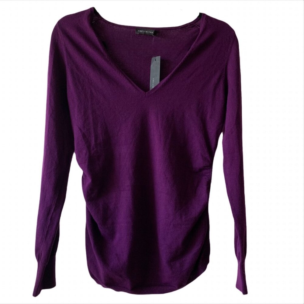 💜 The Limited Deep Plum V-Neck Sweater – Cozy & Chic! 💜